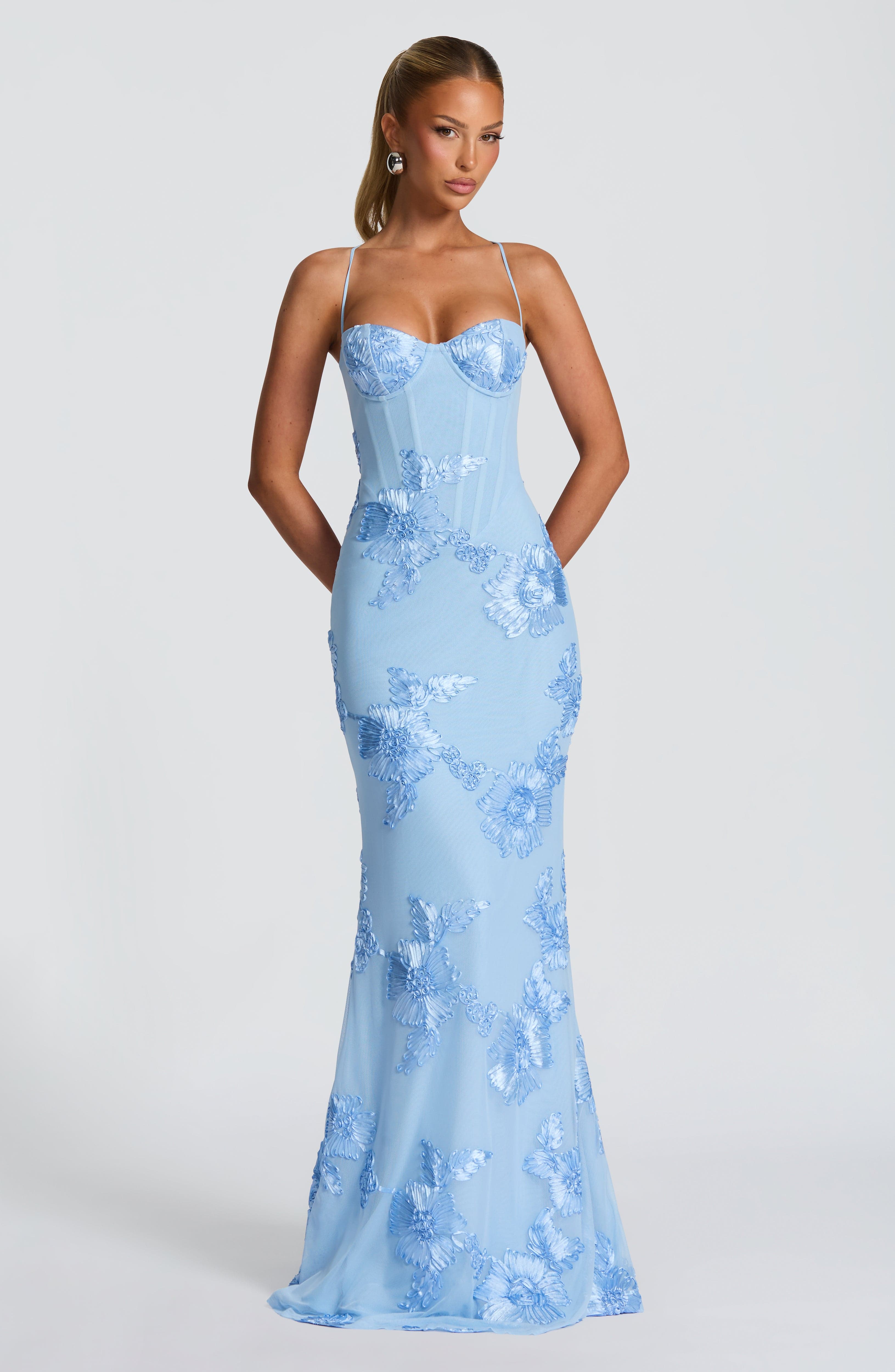 Elegant Evening Gown | Floral Corset Design with Flattering Fit | Formal Dresses for Women