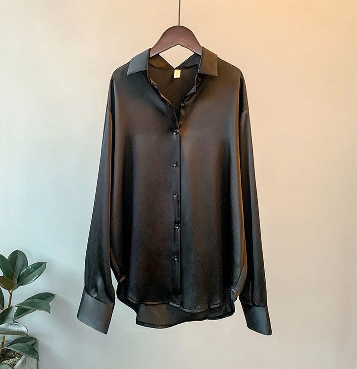 Women's 100% Silk Blouse | Elegant Long Sleeve Classic Top | Versatile Fit Plus Size Available