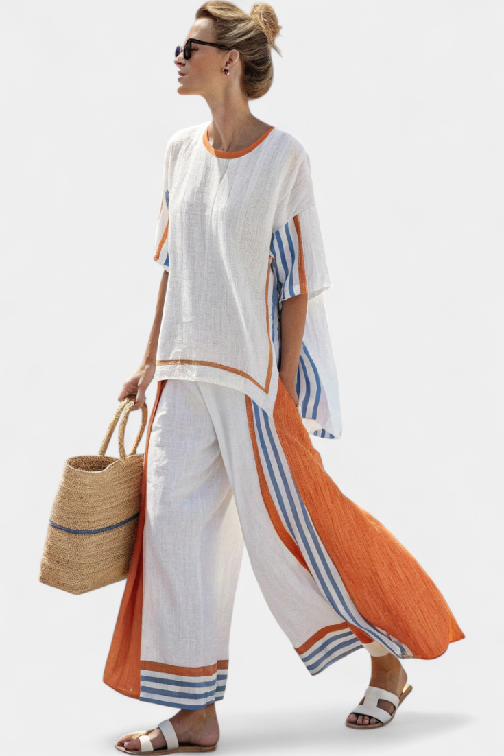 Women's Lightweight Striped Loungewear Set | Relaxed Oversized Summer Outfit