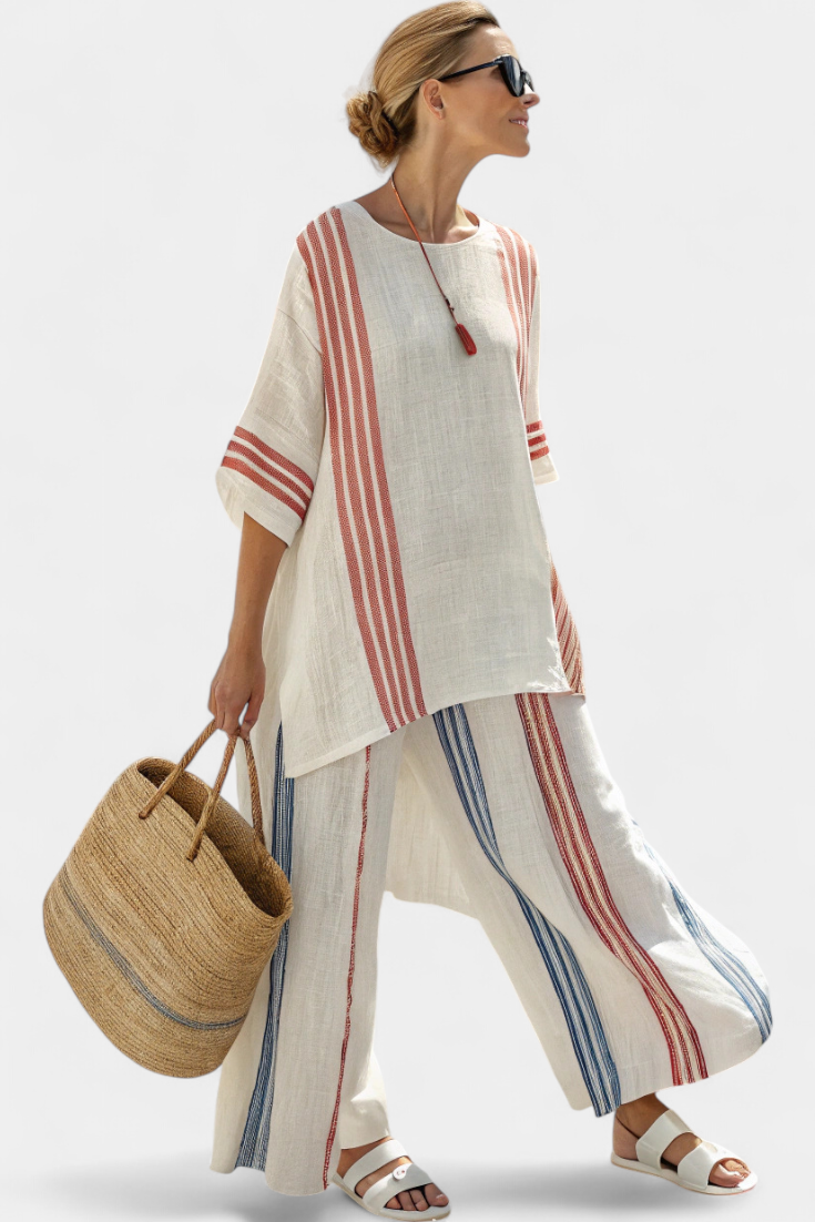 Women's Lightweight Striped Loungewear Set | Relaxed Oversized Summer Outfit