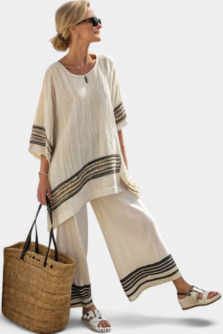 Women's Lightweight Striped Loungewear Set | Relaxed Oversized Summer Outfit