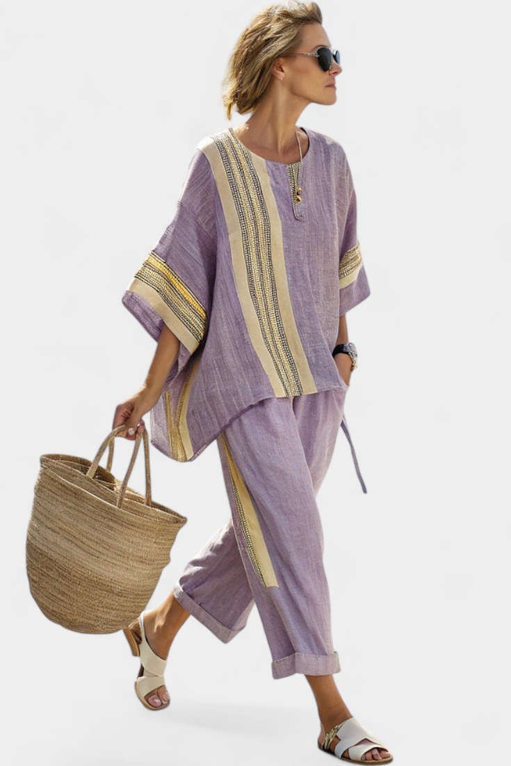 Women's Lightweight Striped Loungewear Set | Relaxed Oversized Summer Outfit