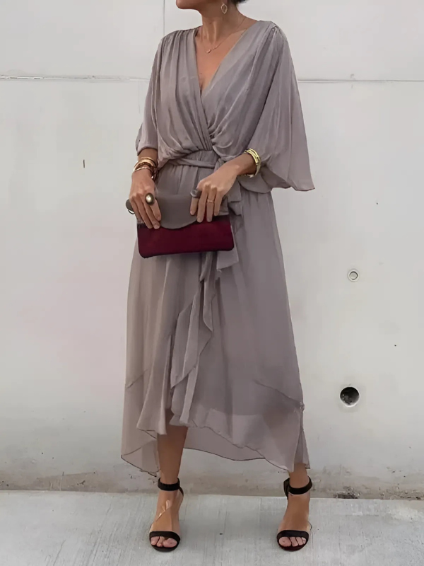 Women's Soft Fabric Midi Dress | Elegant Flutter Sleeve Summer Dress | Plus Size Available